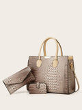 CEILIM | Classic,Fashionable 3pcs Bag Set Tote Bag Purse Wallet Crocodile Embossed PU For Daily Life, Best Work Bag For Women Perfect for Business, Work Outdoors, Travel, Gift for Mother