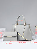 CEILIM | Solid Color Double Handle Tote Bag With Wallet, Minimalist Style