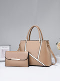 CEILIM | Solid Color Double Handle Tote Bag With Wallet, Minimalist Style