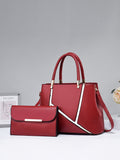 CEILIM | Solid Color Double Handle Tote Bag With Wallet, Minimalist Style