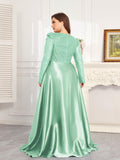 CEILIM | Mint Green Long Sleeved Sequined Long Dress