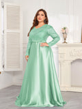 CEILIM | Mint Green Long Sleeved Sequined Long Dress