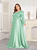 CEILIM | Mint Green Long Sleeved Sequined Long Dress