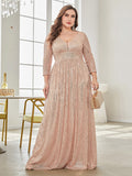 CEILIM | Champagne Stretchy Plus Size Wedding Evening Dresses