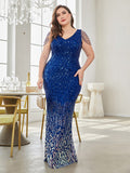 CEILIM | Straight Beaded Sleeveless Elegant Evening Dress