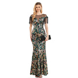 CEILIM | Off the Shoulder fringes Sleeveless Sexy Bodycon Sequined Dresses