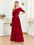 CEILIM | Round Neck Cotton Blends with sequins flowers emplique Dress