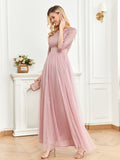 CEILIM | Round Neck Sequin Bodice High-Waist Prom Dress