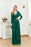 CEILIM | A-line spaghetti strap V-neck front wrap sequin shinning Evening prom gown