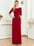 CEILIM | Round Neck Cotton Blends with sequins flowers emplique Dress