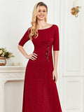 CEILIM | Round Neck Cotton Blends with sequins flowers emplique Dress