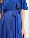 CEILIM | V Neck Sequin Prom Dress with ties knot