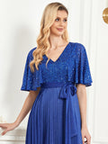CEILIM | V Neck Sequin Prom Dress with ties knot