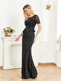 CEILIM | Round Neck Sequin Bodice Prom Dress