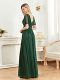 CEILIM | V-Neck Short Sleeves Elegant A-line Chiffon Dresses