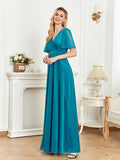 CEILIM | V-Neck Short Sleeves Elegant A-line Chiffon Dresses
