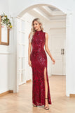 CEILIM | Sequin Damask Pattern Spaghetti Strap Gown