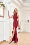 CEILIM | Sequin Damask Pattern Spaghetti Strap Gown